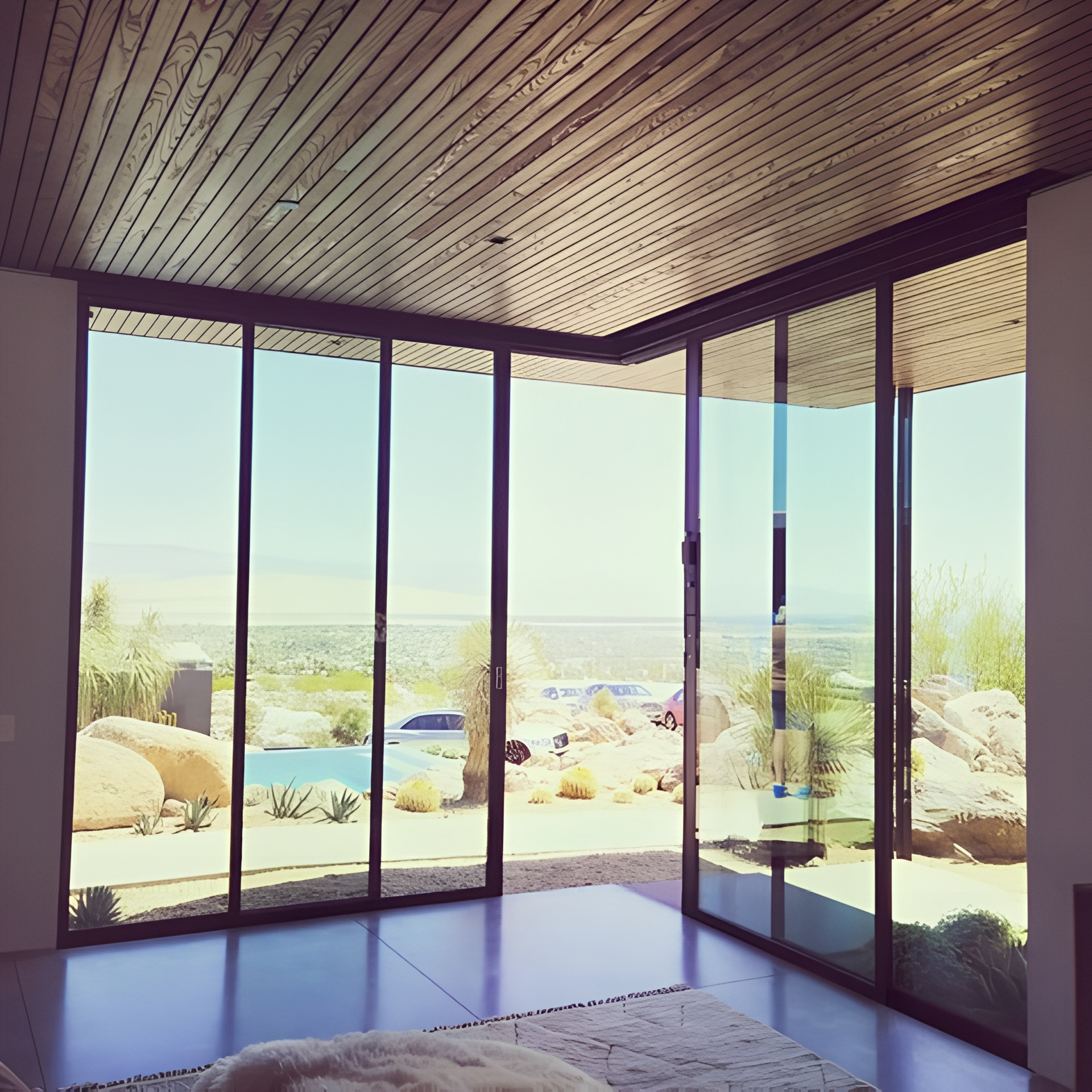 Corner multi-slide floor to ceiling doors